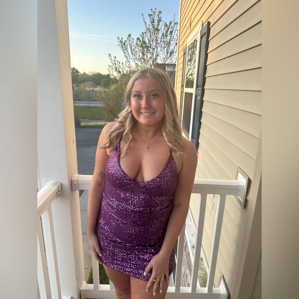 Elegant Purple Sequin Dress